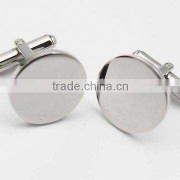316L Stainless Steel Shiny Plain Silver Round Cufflinks for Men photo-5