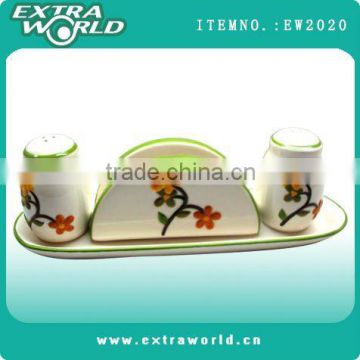 restaurant ceramic restaurant ceramic salt andpepper and napkin holder set