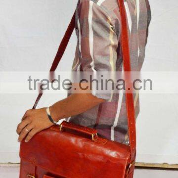 Real Goat Leather Vintage Messenger Shoulder Bag Men Briefcase Camera Bag Laptop Bag Cross Body Bag Vintage Bag