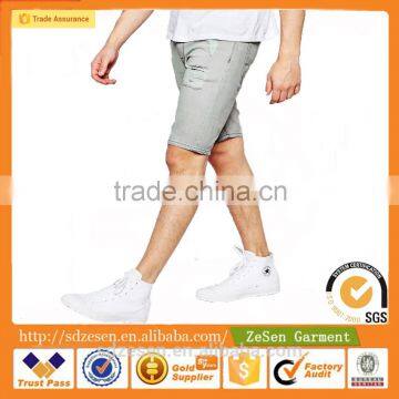 Light Grey Super Skinny Destroyed Wash Denim Shorts Jeans Shorts With Spray Coating For Men photo-3