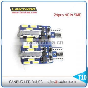 High quality 16V T10 24 pcs 4014 SMD stable current canbus led auto light