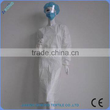 Cheap PP+PE Breathable Film Fabric White Hospital Gown