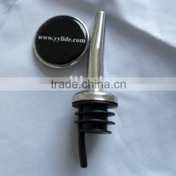 free flow stainless steel oil/vinegar/wine pourer with plastic stopper and customized LOGO