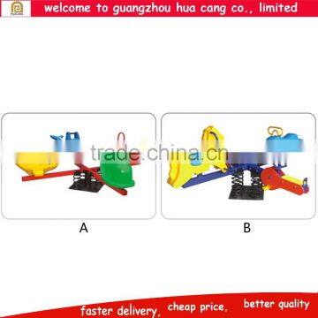 Newest design cheap kids double seesaw with four seats for outdoor playground