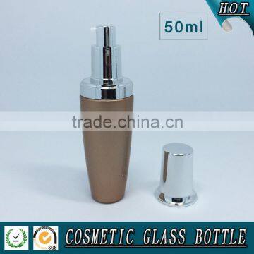 50ml Cosmetic Glass Lotion Bottles With Silver Pump Cap