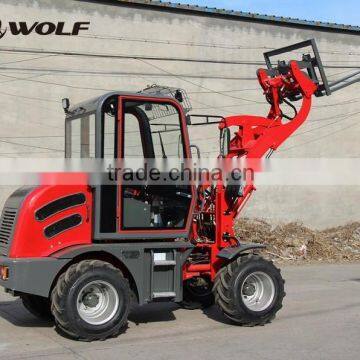 Small wheel loader WOLF loader with quick hitch and pallet fork