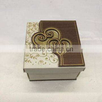 double heart shape laser cut wooden favor box with gold samtping/OEM Factory Price wooden wedding candy box