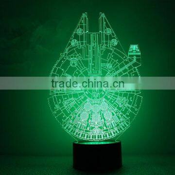 Millennium Falcon shape decorative 3d illusion led night light reading lamp,Promotional item