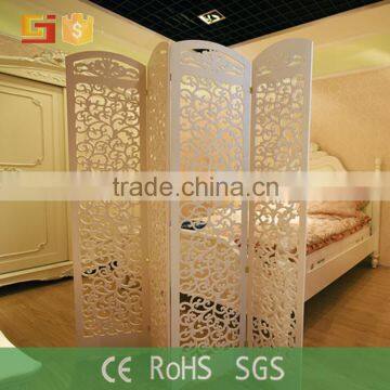 Wooden carving classic style 4 panel waterproof room divider folding screen