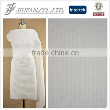 Jiufan Textile Embossed Scuba 100% Polyester Fabric White Checks Jacquard Fabric