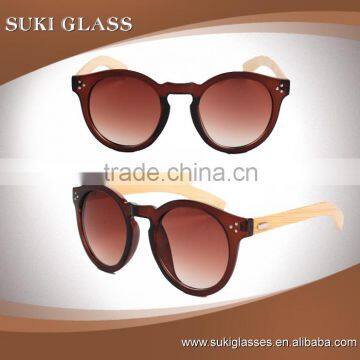 Promotional plastic frame bamboo wood arms leg temple sunglasses