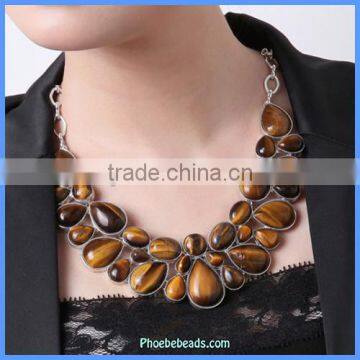 Wholesale Yellow Tiger Eye Statement Semi Precious Gemstone Necklaces GN-N013