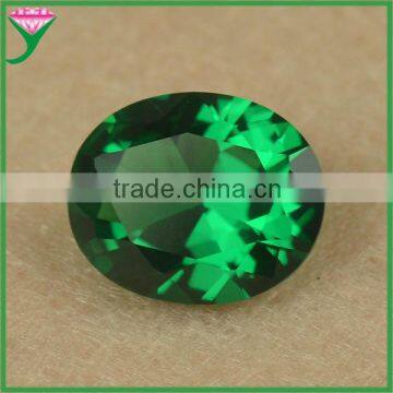 9 * 11mm nano material faceted oval man-made green sapphire gemstone