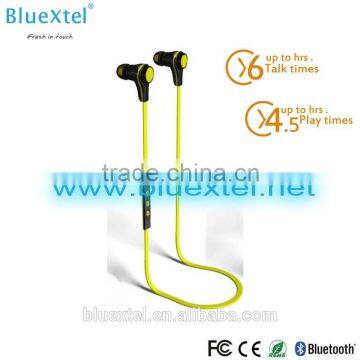 Yellow color Newest Shoelace NFC pairing 300h standby Bluetooth Headphone