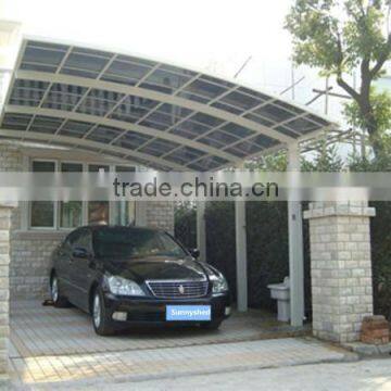 Better than canvas awning DIY single car shed aluminum polycarbonate for shelter