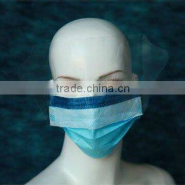 disposable non-woven face mask with eye shield