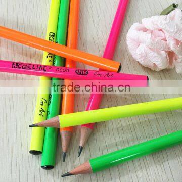 7" Standard Size Round Shape Neon Color Body Soft Wood Pencil Sharpened With Dipped Top photo-5