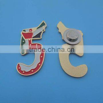 UAE Map and Number 5 Metal Magnetic Brooch Badge