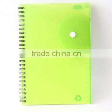 A5 pp spiral notebook with sticky note whenzhou green PP cover high quality made in china promotion gift zhejiang paper notebook