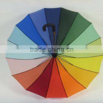 Rainbow Straight Umbrella with polyester fabric