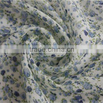 Blue Floral Printed Wool Scarf With Tassel photo-3