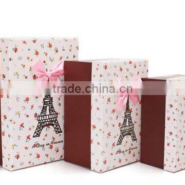 Beautiful high end ribbon solid cardboard box for clothes packaging gift magnetic key box