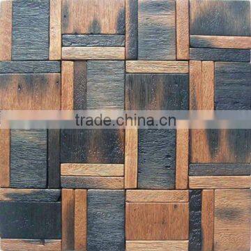 HML4 European Style Wood Mosaic Artwork Wall Tile