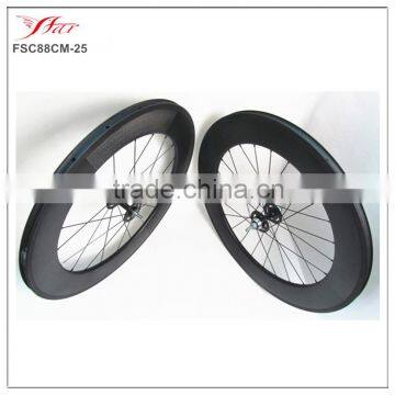 Track bike fixed gear front and rear wheels clincher 88mm 25mm width UD matte finish 20 24 holes with external drilling