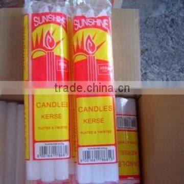 White Household paraffin wax unsenced Candle with plastic bag