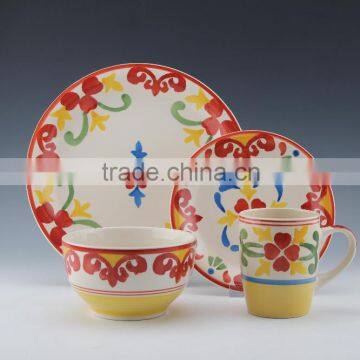 16pc Stoneware Hand Painted Dinnerset Service for 4/ AB Grade/classical Design