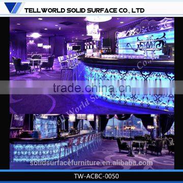 2015 hot sale modern design Acrylic Solid Surface nightclub LED furniture Long bar counter