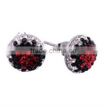 Crystal earring models Stainless Steel Ear Studs with Red/Black/White Gemstone