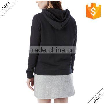 2016 Fall and Winter Black Drawstring Mock Turtleneck Wholesale Plain Zip Hoodies photo-2