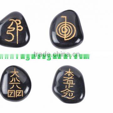 Black Agate Flat Tumbled Reiki Set : Wholesaler Manufacturer Gemstone