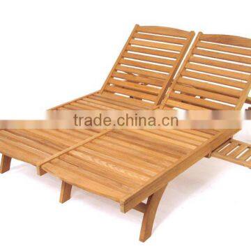 Double Sunlounger for 2 people made of teak wood