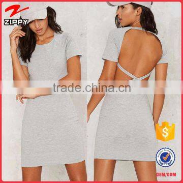 Latest Fashion Designs Backless Sexy Cotton Dresses Summer 2016