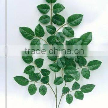 Fake Leaves For Decoration H59cm Green Artificial Rose Leaves Branch photo-2