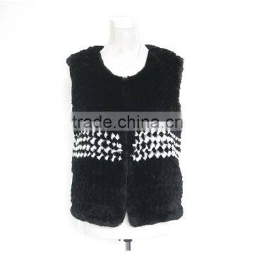 black rex rabbit fur vest classic knitted rex rabbit fur vest KZ14121