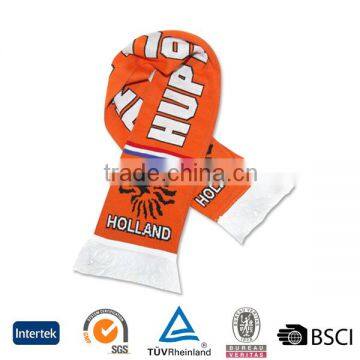2016 bulk sale national team logo knitted custom Netherlands football scarf