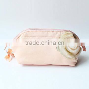 Luxury makeip bag silk cosmetic bag with digital print flower