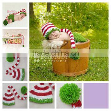 Hand crochet baby hats wholesale order Christmas long tail cap processing and manufacturing