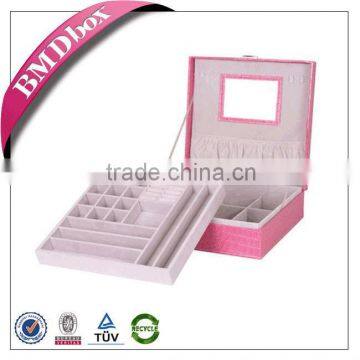 high quality faux leather flocking jewelry box