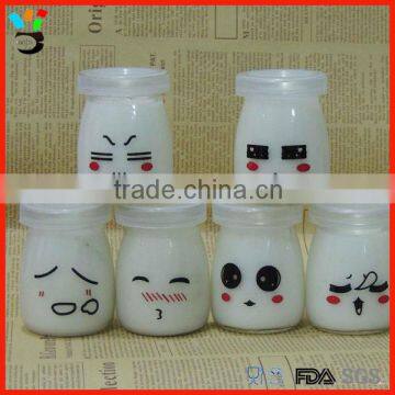 Cutest Design Small Size Lovely Transparent Glass Expression Package Jar With Plastic Lid