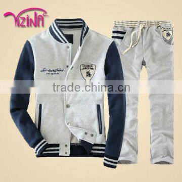 Fashion mens baseball denim suit jacket hoody