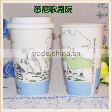 ceramic double layers mug with famous city logo mug