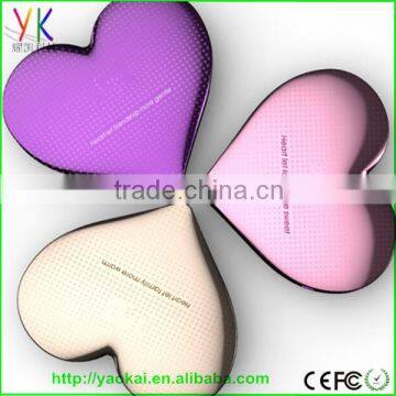 New design 2016 top high quality printing logo 4000mah power bank with heart shape