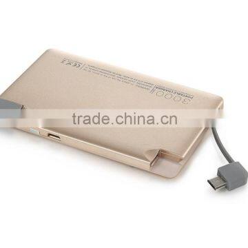 slim super thin card size portable mobile power bank with 3000mAh