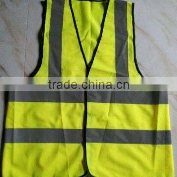 Polyester high visibility yellow/ orange reflecting vest with led light meet CE, ISO EN 20471, Class 2