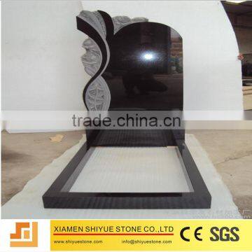 Black and White Granite Tombstone With Angel photo-4