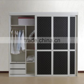 Black Melamine Finished Wood Panel Material Wardrobe